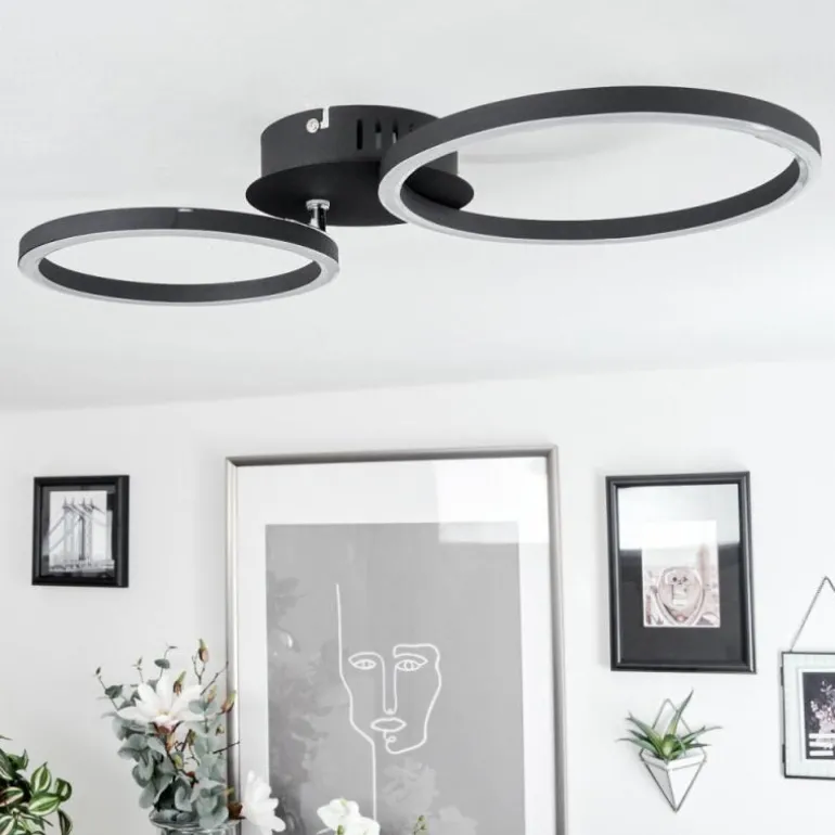 Plafonnier Malanje LED Noir, 2 lumières