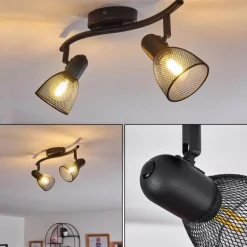 Plafonnier Malawi Noir, 2 lumières