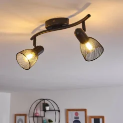 Plafonnier Malawi Noir, 2 lumières