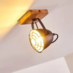 Plafonnier Malix Brun, Noir, 1 lumière