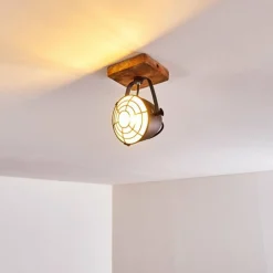 Plafonnier Malix Brun, Noir, 1 lumière