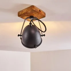 Plafonnier Malix Brun, Noir, 1 lumière