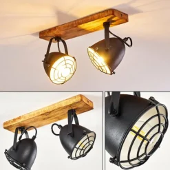 Plafonnier Malix Brun, Noir, 2 lumières