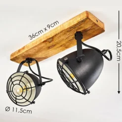 Plafonnier Malix Brun, Noir, 2 lumières