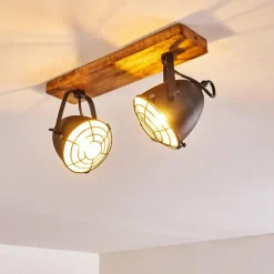 Plafonnier Malix Brun, Noir, 2 lumières