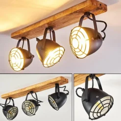 Plafonnier Malix Brun, Noir, 3 lumières