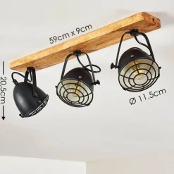 Plafonnier Malix Brun, Noir, 3 lumières