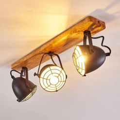 Plafonnier Malix Brun, Noir, 3 lumières