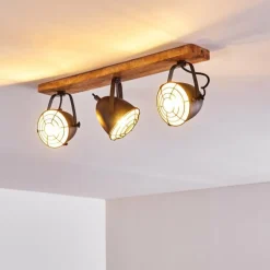 Plafonnier Malix Brun, Noir, 3 lumières