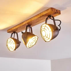 Plafonnier Malix Brun, Noir, 3 lumières