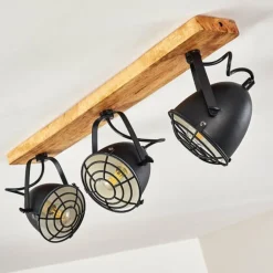 Plafonnier Malix Brun, Noir, 3 lumières