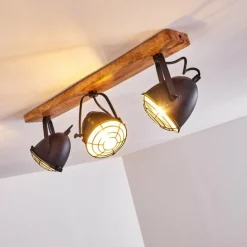 Plafonnier Malix Brun, Noir, 3 lumières