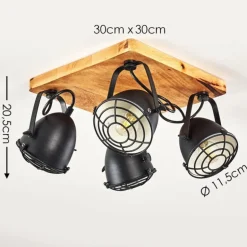 Plafonnier Malix Brun, Noir, 4 lumières