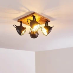 Plafonnier Malix Brun, Noir, 4 lumières