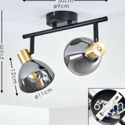 Plafonnier Mariefred Noir, 2 lumières