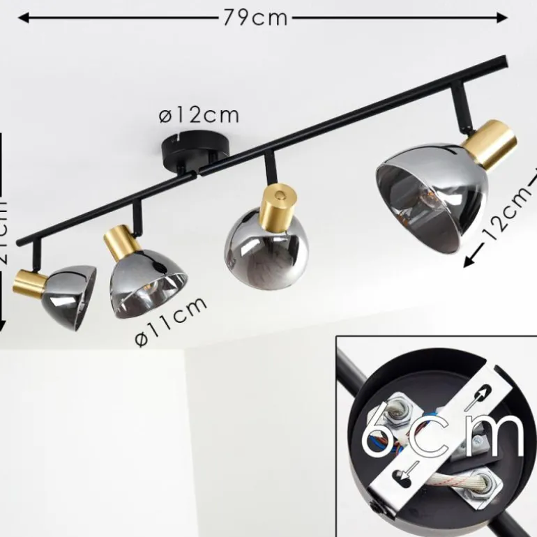 Plafonnier Mariefred Noir, 4 lumières