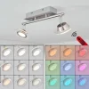 Plafonnier Marsen LED Nickel mat, 2 lumières, Télécommandes, Changeur de couleurs