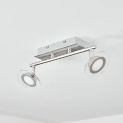 Plafonnier Marsen LED Nickel mat, 2 lumières, Télécommandes, Changeur de couleurs