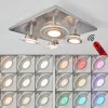 Plafonnier Marsen LED Nickel mat, 4 lumières, Télécommandes, Changeur de couleurs