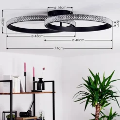 Plafonnier Melosa LED Noir, Blanc, 1 lumière