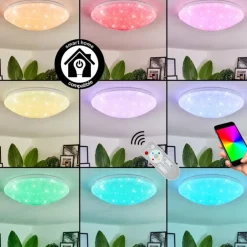 Plafonnier Melres LED Blanc, 1 lumière, Télécommandes