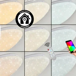 Plafonnier Melres LED Blanc, 1 lumière, Télécommandes