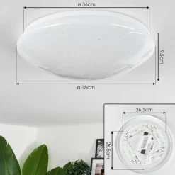 Plafonnier Melres LED Blanc, 1 lumière, Télécommandes