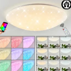 Plafonnier Melres LED Blanc, 1 lumière, Télécommandes