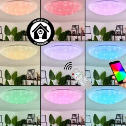 Plafonnier Melres LED Blanc, 1 lumière, Télécommandes