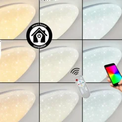 Plafonnier Melres LED Blanc, 1 lumière, Télécommandes