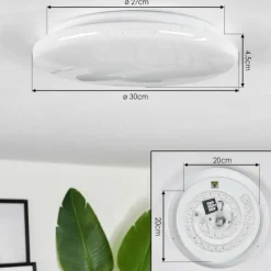 Plafonnier Melres LED Blanc, 1 lumière, Télécommandes