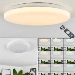 Plafonnier Melres LED Blanc, 1 lumière, Télécommandes
