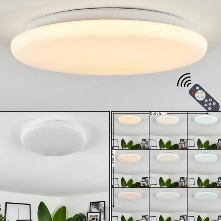 Plafonnier Melres LED Blanc, 1 lumière, Télécommandes