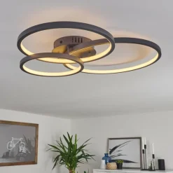 Plafonnier Moemoto LED Anthracite, 1 lumière, Télécommandes