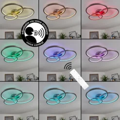 Plafonnier Moemoto LED Nickel mat, 1 lumière, Télécommandes