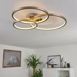 Plafonnier Moemoto LED Nickel mat, 1 lumière, Télécommandes