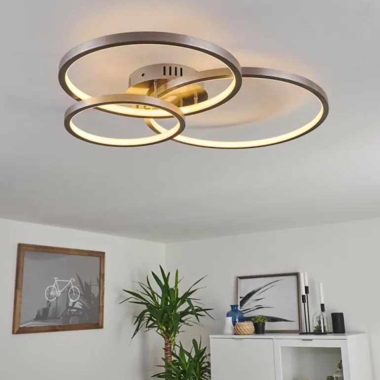 Plafonnier Moemoto LED Nickel mat, 1 lumière, Télécommandes