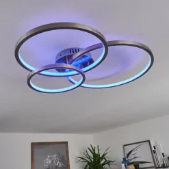 Plafonnier Moemoto LED Nickel mat, 1 lumière, Télécommandes