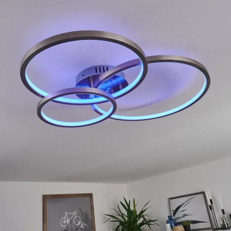 Plafonnier Moemoto LED Nickel mat, 1 lumière, Télécommandes