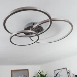 Plafonnier Moemoto LED Nickel mat, 1 lumière, Télécommandes