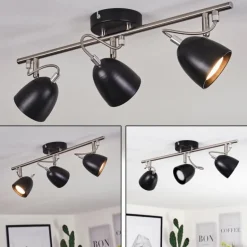 Plafonnier Moesdorf Nickel mat, Noir, 3 lumières