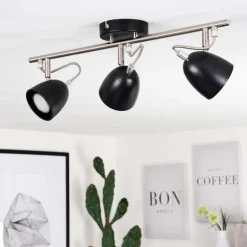 Plafonnier Moesdorf Nickel mat, Noir, 3 lumières