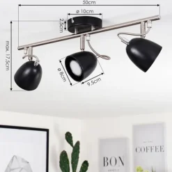 Plafonnier Moesdorf Nickel mat, Noir, 3 lumières