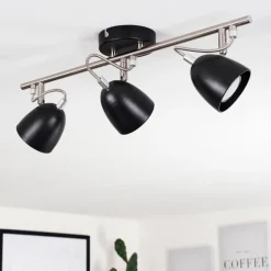 Plafonnier Moesdorf Nickel mat, Noir, 3 lumières