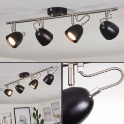 Plafonnier Moesdorf Nickel mat, Noir, 4 lumières