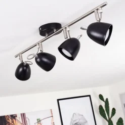 Plafonnier Moesdorf Nickel mat, Noir, 4 lumières