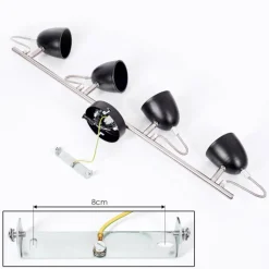 Plafonnier Moesdorf Nickel mat, Noir, 4 lumières