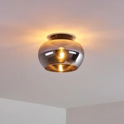 Plafonnier Molloy Chrome, Fumé, 1 lumière