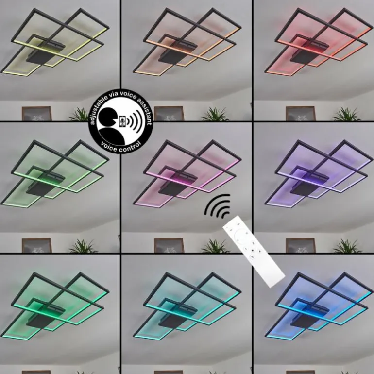 Plafonnier Momahaki LED Anthracite, 1 lumière, Télécommandes