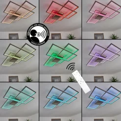 Plafonnier Momahaki LED Chrome, 1 lumière, Télécommandes